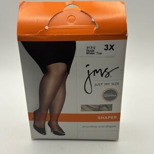 Just My Size Pantyhose Size 3X Shaper Nude Sheer Toe Reinforced Toe NEW Open Box